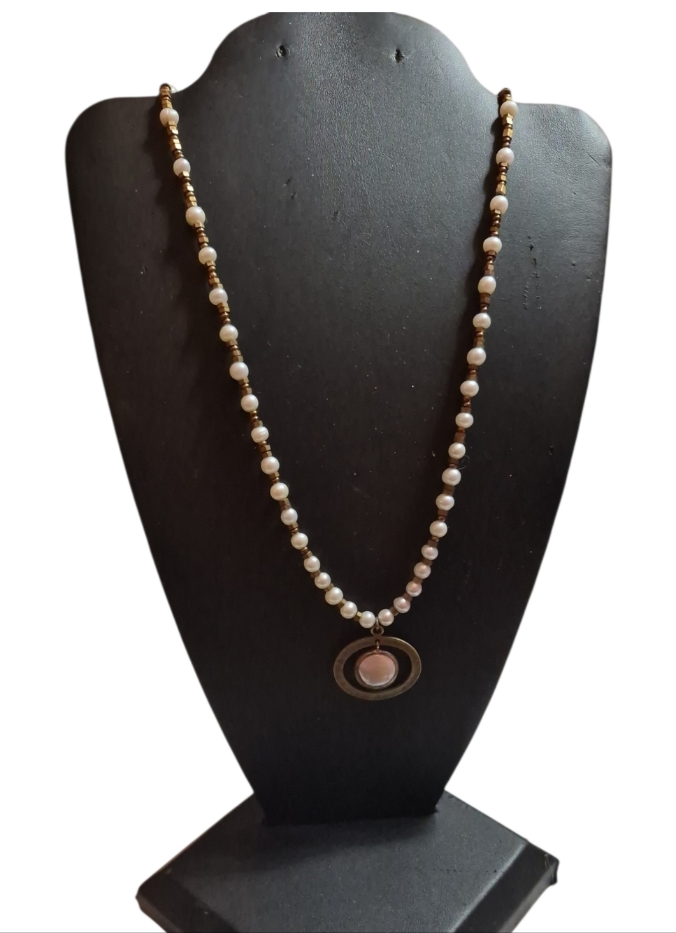 VTG Silpada Go Coastal Sterling 925 Pearl Brass Necklace Adjustable 17-19"